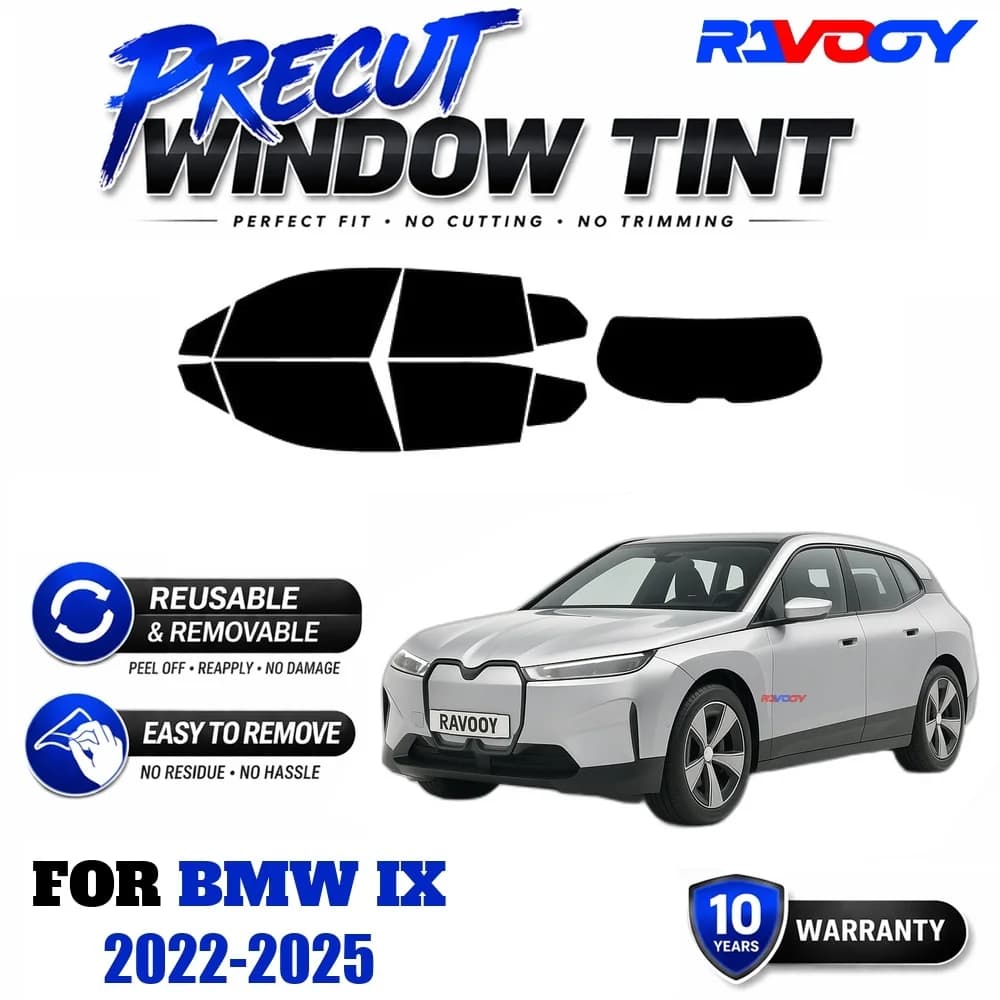 RAVOOY Precut Window Tint, Reusable Removable EPU Film, Custom Fit for Bmw iX 2022-2025, UV Heat Protection