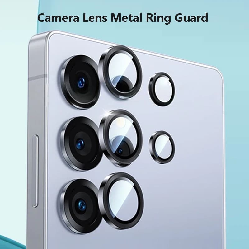 Per Samsung Galaxy S26 S25 Edge S24 S23 FE S22 Ultra Plus Protezione Trasparente per Lente Fotocamera con Anello in Metallo e Pellicola in Vetro Temperato