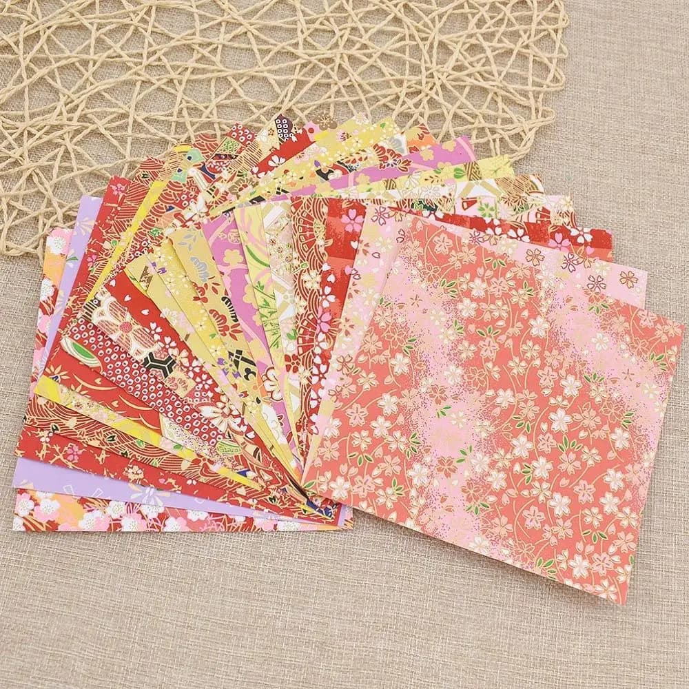 Gold Lines Environmental Material Folding Crane Flower Decorative Scrapbook Decor Handmade Origami Craft Paper
