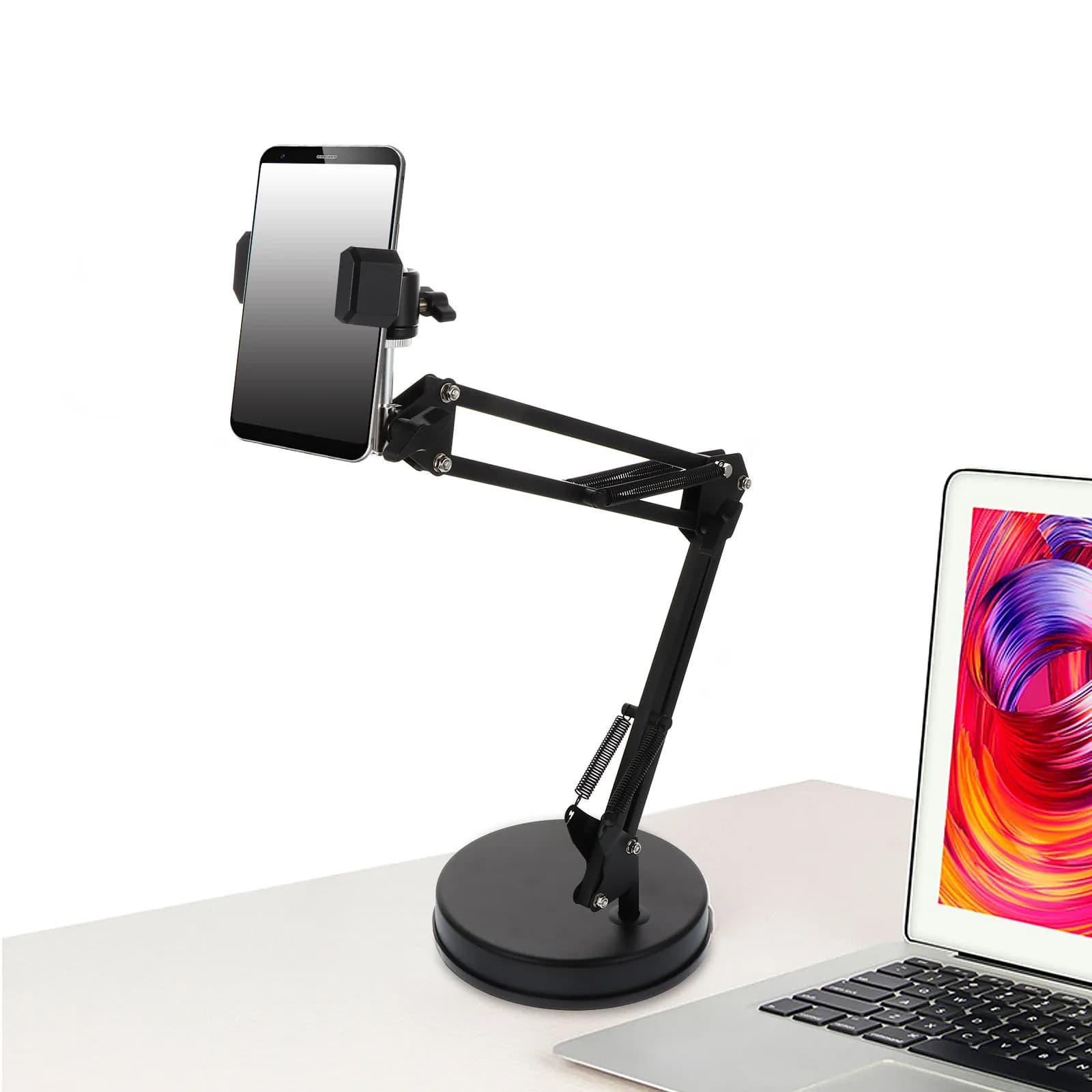 1Set Metal Camera Suspension Arm Stand Adjustable Webcam Holder Phone Clip Desktop Flash Light Bracket 360 Degree Rotation