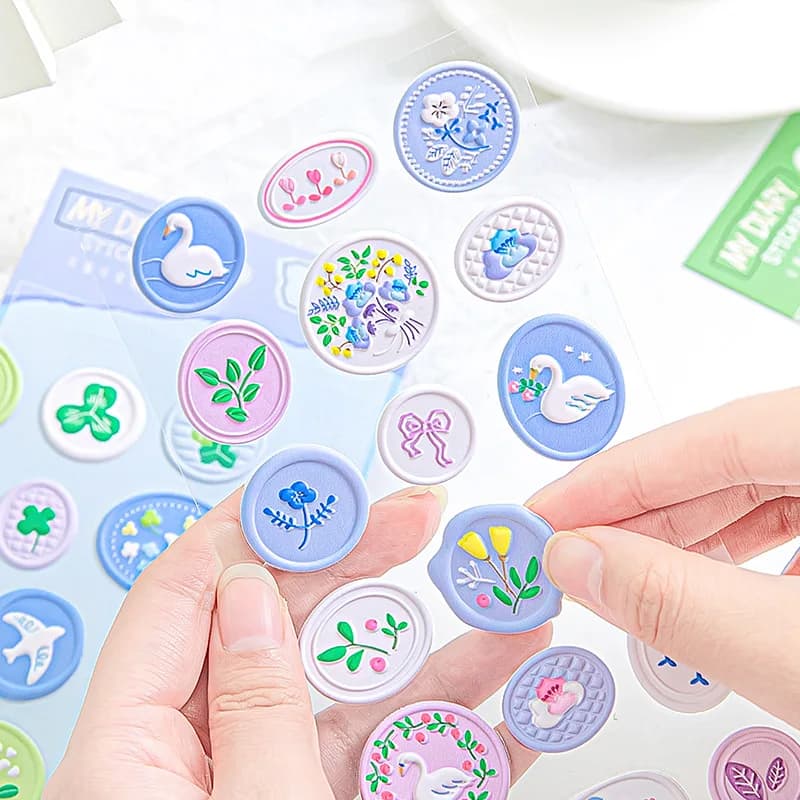 18 pz/set carino sigillo di cera adesivo bella floreale Kawaii Bunny busta sigillo decorativo adesivo stereoscopico Scrapbook Sticker