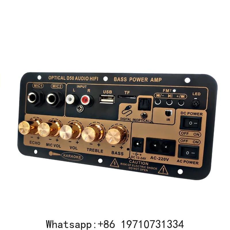 Scheda Amplificatore Audio Bluetooth 100W, Modulo AMP Digitale per Subwoofer con Doppio Microfono per Altoparlanti 4-8 Ohm, per Casa e Auto 110V/220V