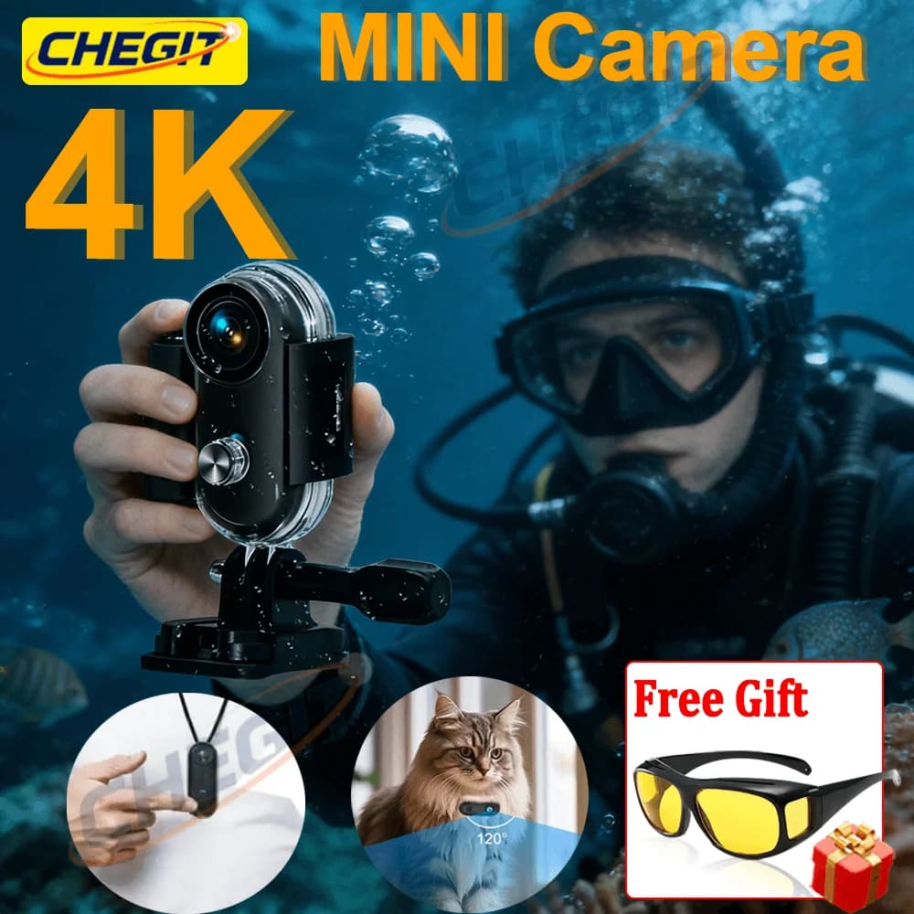 4K 1080P Ultra HD Camera for Body, Helmet, Motorcycle Handlebar, Street Sports, Action Cam, WiFi Sports Camera, Camera Glasses, Gift