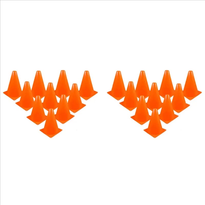 Road cones B48B-20 pieces - 7 inches of cones for sports activities for multipurpose construction theme parties for football training