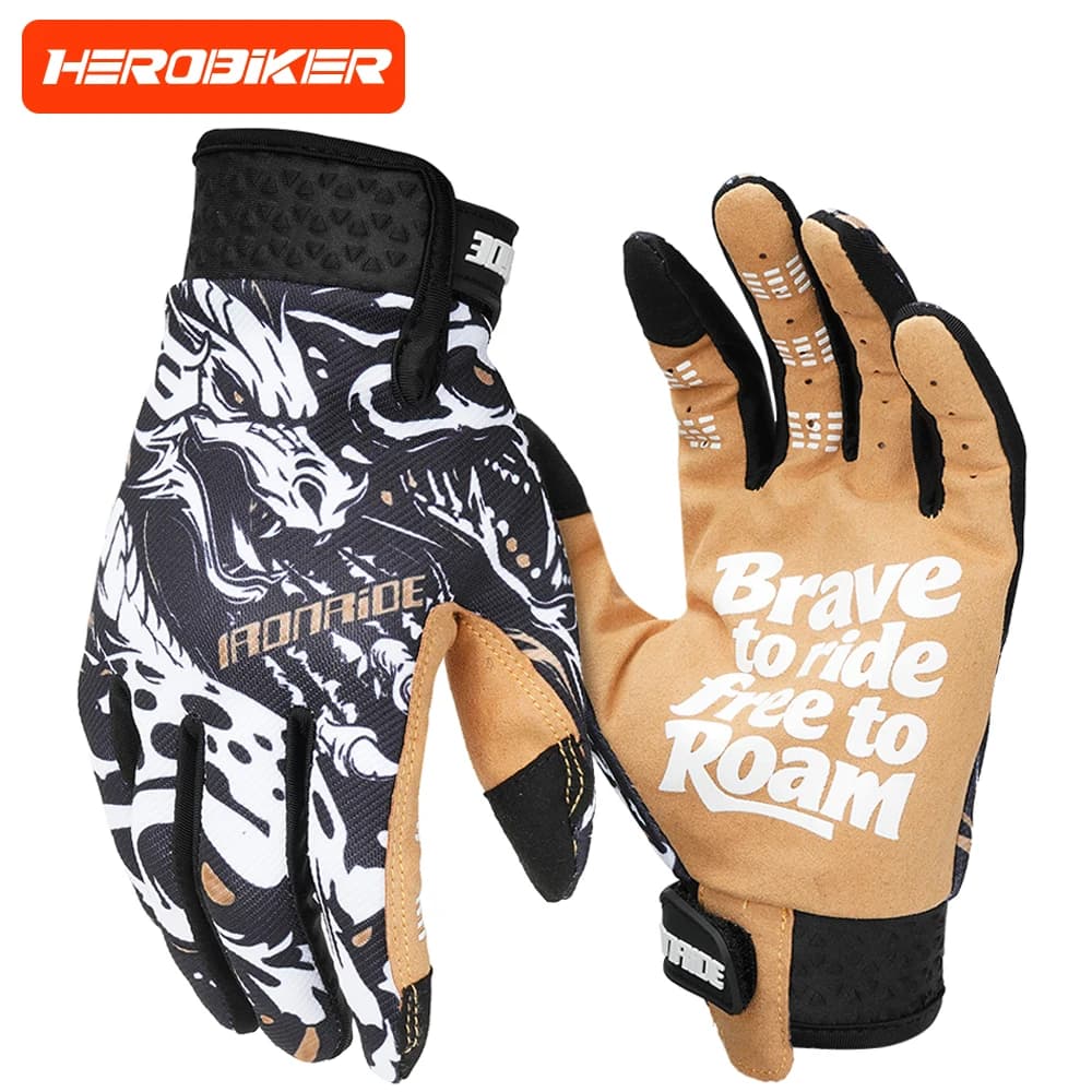 Summer Breathable Motorcycle Gloves Anti-Slip Touch Screen Full Finger Motorbike Riding Gloves Outdoor Sports Gloves