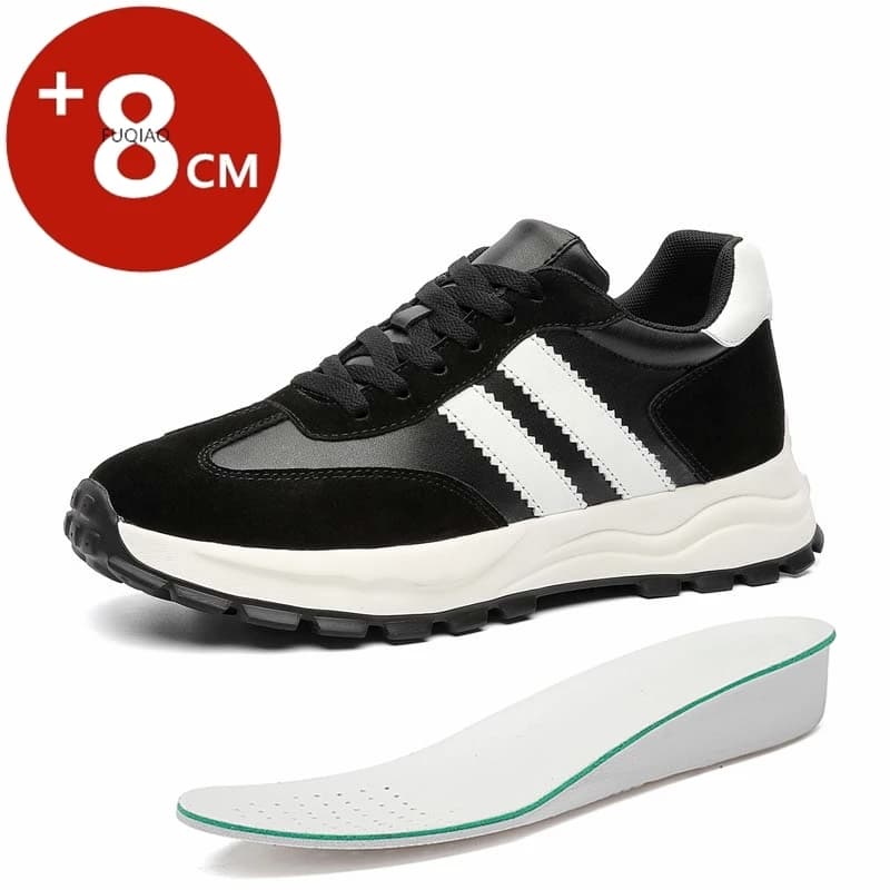 Sneakers Unisex in Pelle Scamosciata Primavera-Estate con Rialzo di 8cm, Scarpe con Piattaforma alla Moda, Casual e Sportive con Suola Spessa