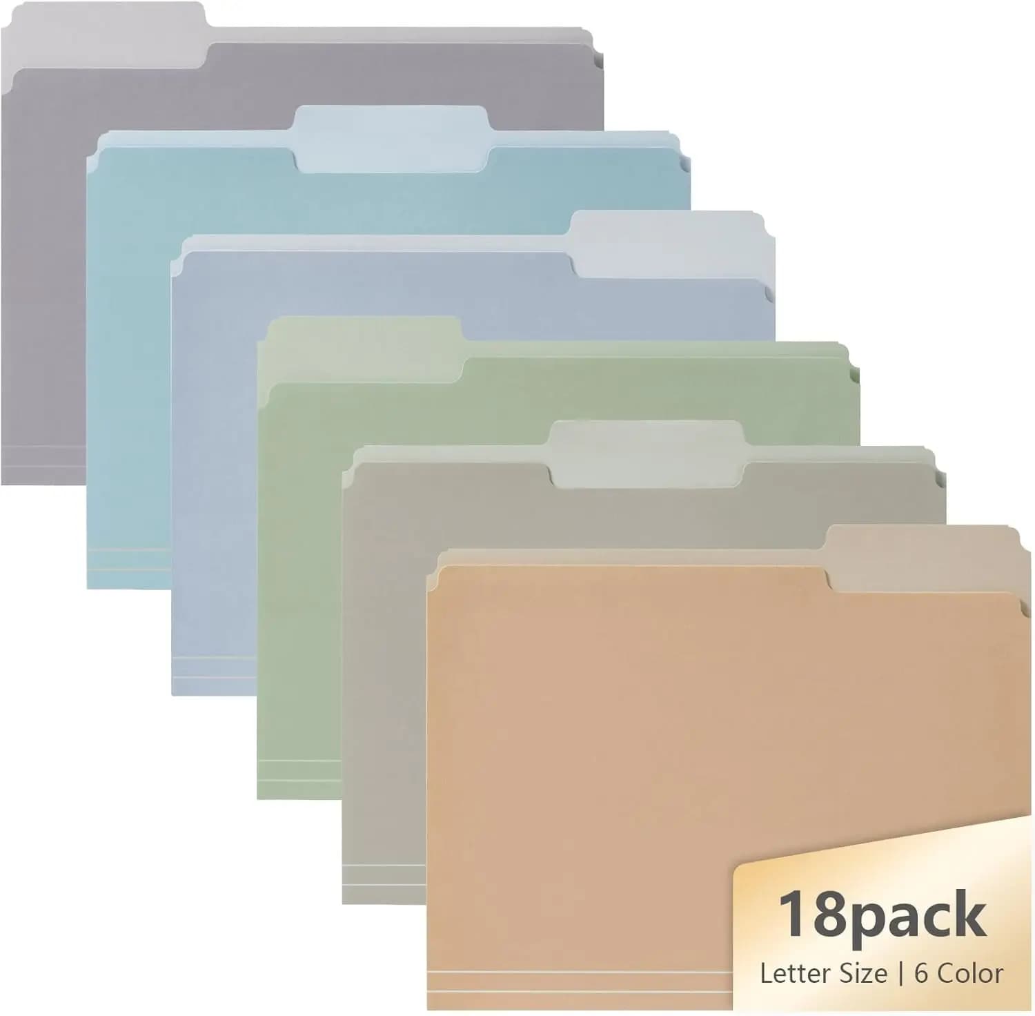 18 cartelle bicolore pastello, formato Letter 8,5x11, 6 colori assortiti per documenti