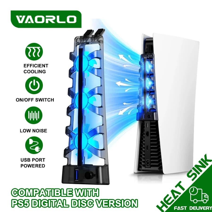 Ventola di Raffreddamento con Luce LED per PS5 Edizioni Disco/Digital, Accessorio di Raffreddamento per PS5