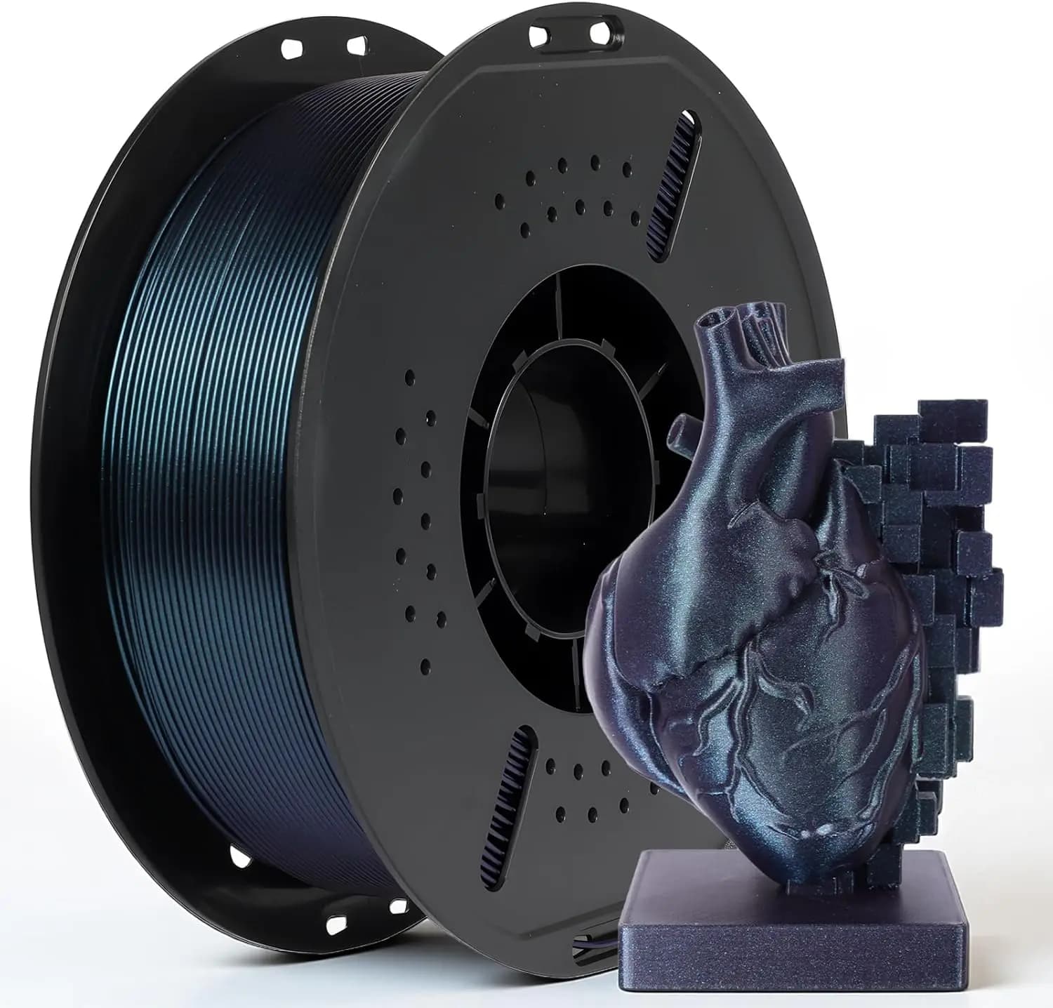 Filament for 3D Printer 1.75mm, PLA Chameleon Effect with Light, Titanium Bruciato Galaxy, 1kg Coil