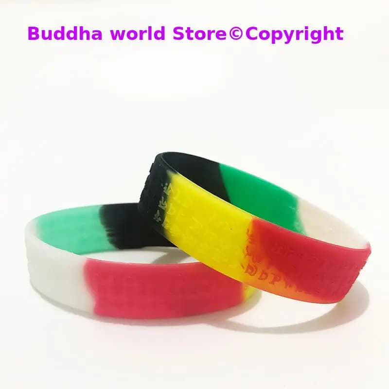 2 PZ Asia Tibet Thailandia tempio maestro braccialetto fortunato in silicone Amuleto esorcizzare gli spiriti maligni Recluta denaro Benedizione talismano di sicurezza