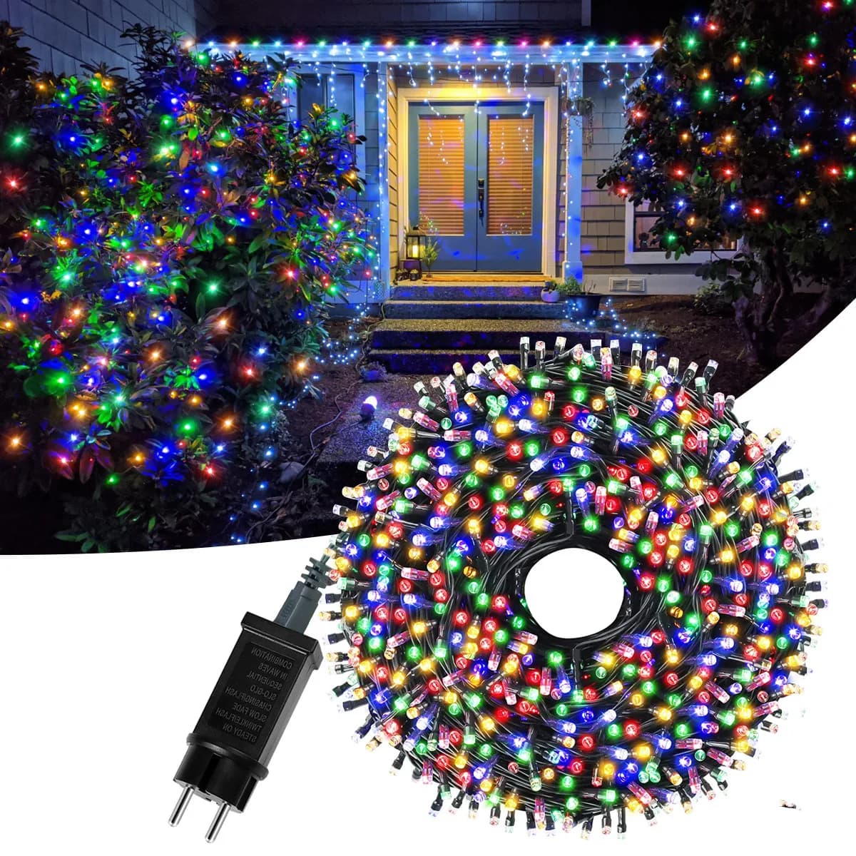 200/300/500LED Luci della stringa leggiadramente Albero di Natale Luci scintillanti DC24V Decorazione ghirlanda esterna impermeabile per la festa in giardino Matrimonio