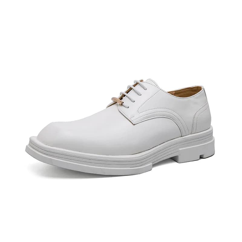 2025 New Men Square Toe Patent Leather Loafers Male Platform Dress Shoes Vintage Chunky Heel Party Shoes Men Formal Shoes