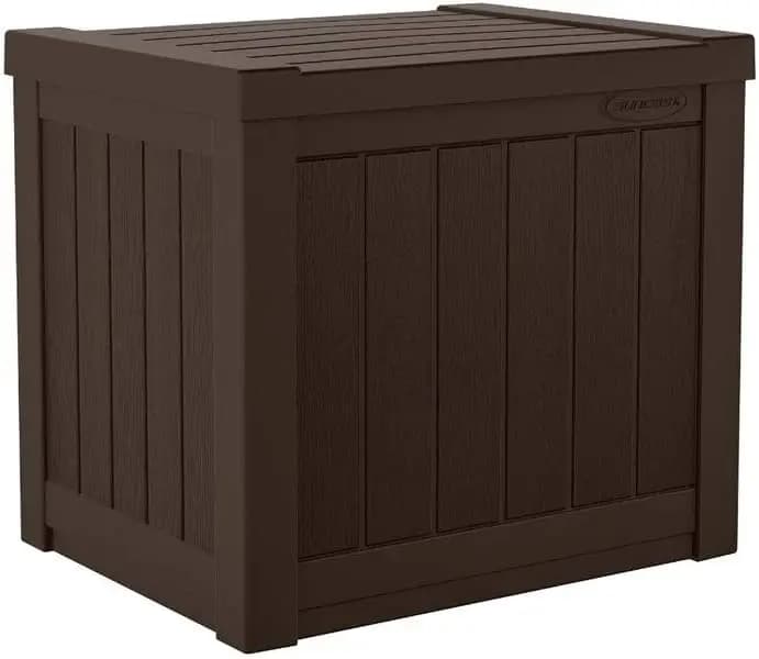 22 Gallon Outdoor Storage Box with Flat Lid Bench Seat, Weather Resistant Resin Patio Deck Box for Cushions, Tools, Pool & Garden