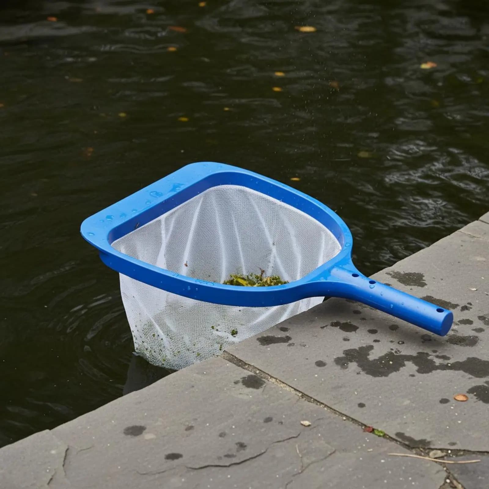 Rete per la pulizia di foglie e polvere per piscine e laghetti, con rete a maglia fine e sacco profondo, ideale anche per laghetti per pesci.