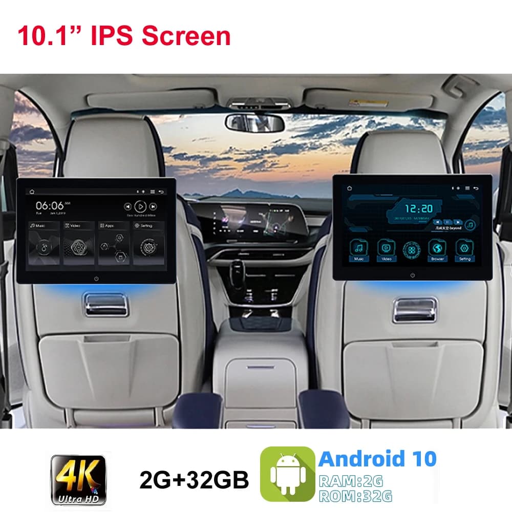 Monitor da Poggiatesta Auto Android 10 2026 e Tablet PC GPS con Registratore Video 4K WIFI, Monitor per Auto Android 2G+32GB ROM