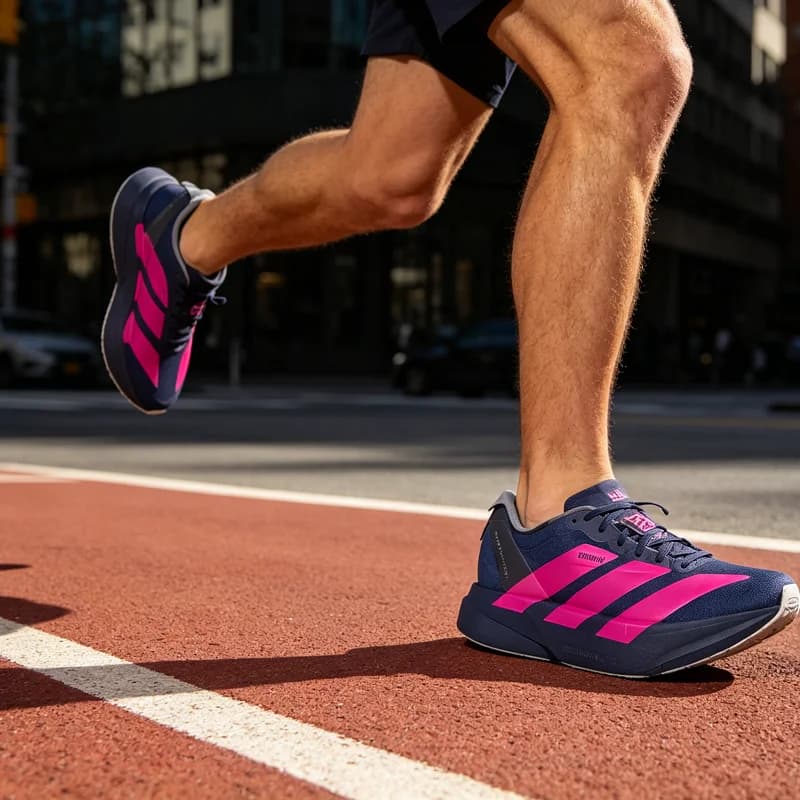 Nuove Scarpe da Corsa Adidas Adizero Adios Pro Evo 1 da Uomo 2026 JR4946 Blu Navy Rosa Brillante Grigio