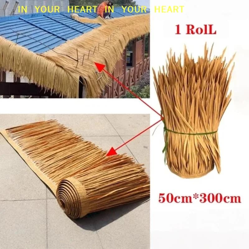 【X】Garden Simulated Thatch Roof Roll Artificial Straw Roof Outdoor Decoration