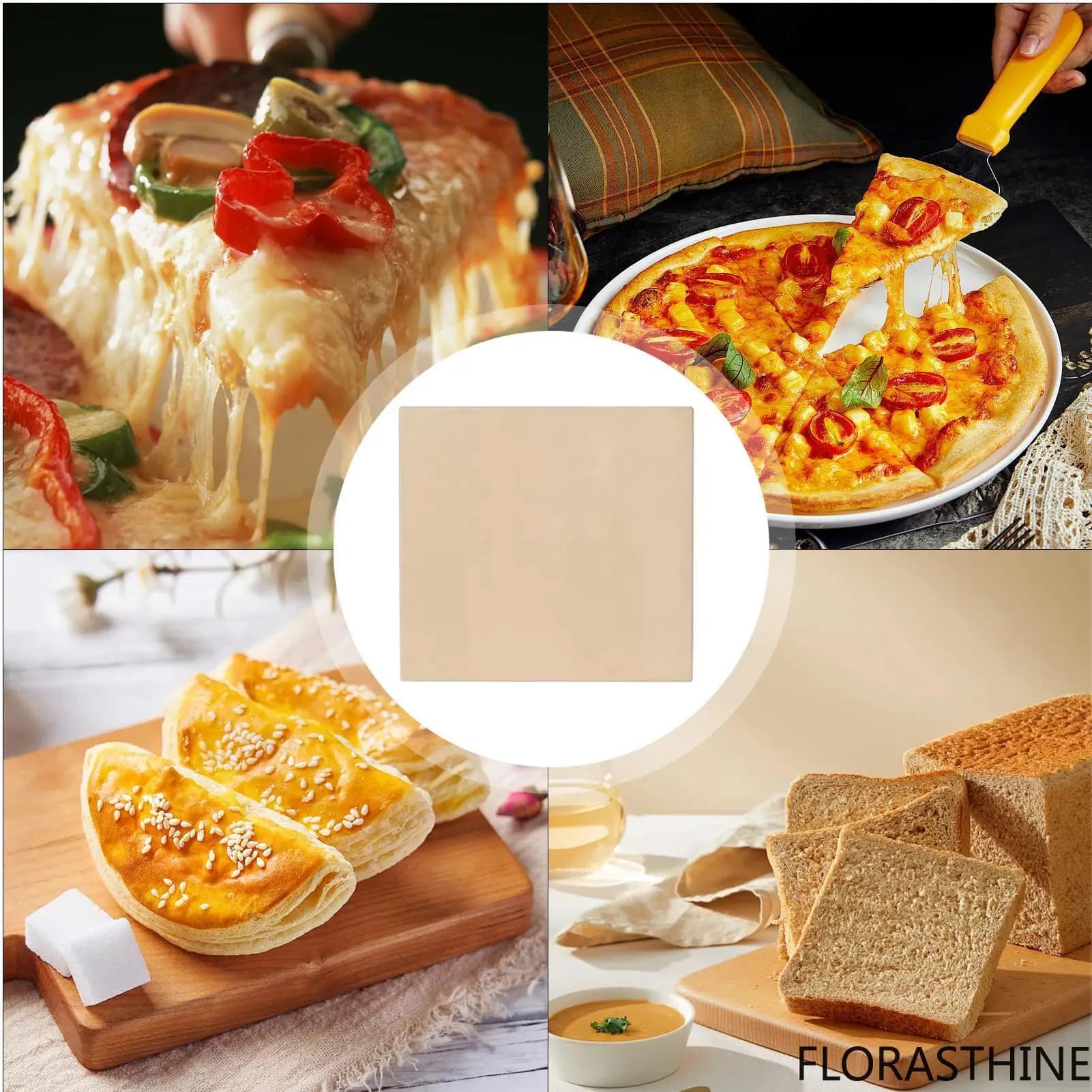 Ceramic Pizza Stone Rectangular Baking Tray Cooking Baking Grilling Pizza Tools Non-stick Stone for BBQ, Cooking Grilling,