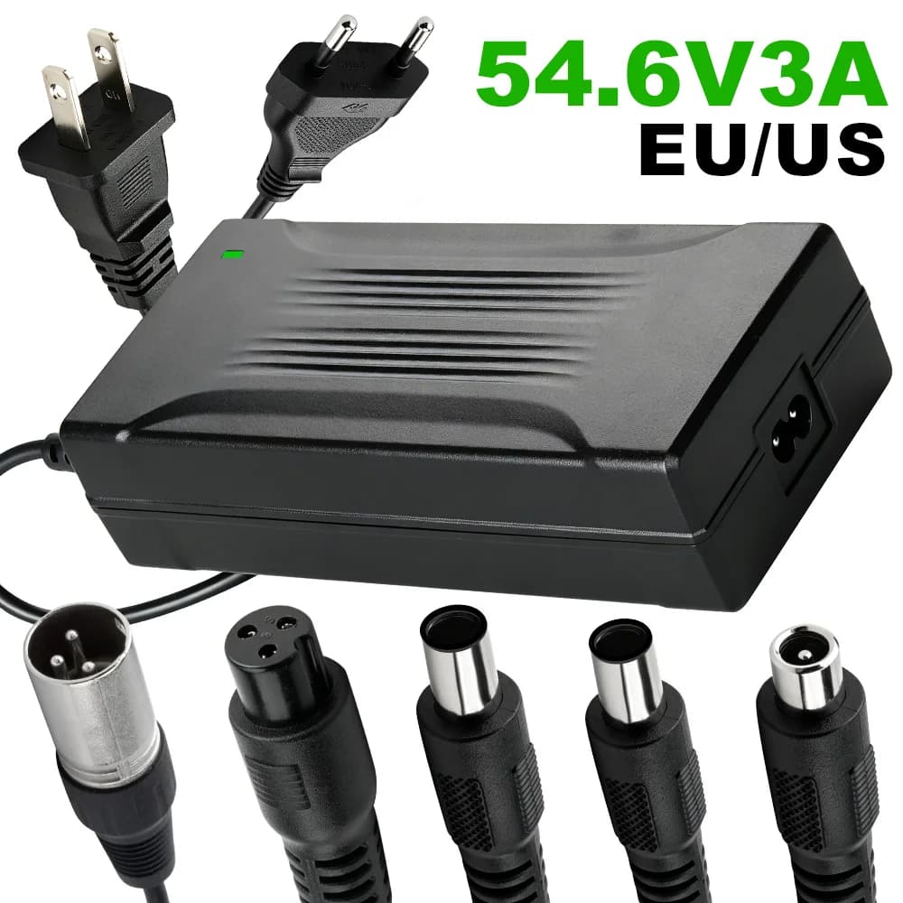 54.6V 3A 163.8W Lithium Battery Charger for 13S 48V Battery Smart Auto Stop Electric Scooter E Bike Moped Replacement Charger