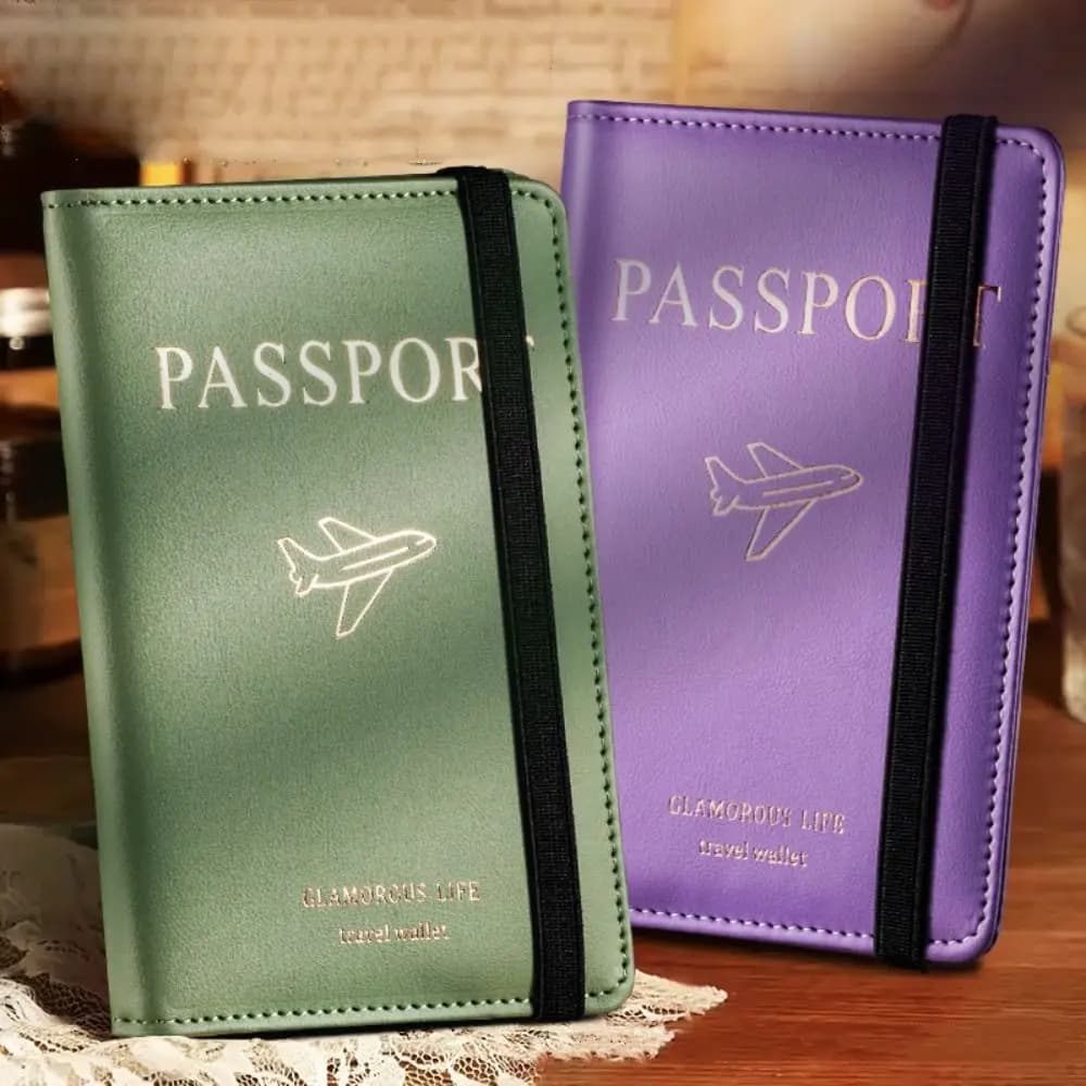 Porta Passaporto RFID Portatile Ultra-sottile in Pelle, Custodia per Documenti da Viaggio, Borsa Porta Passaporto