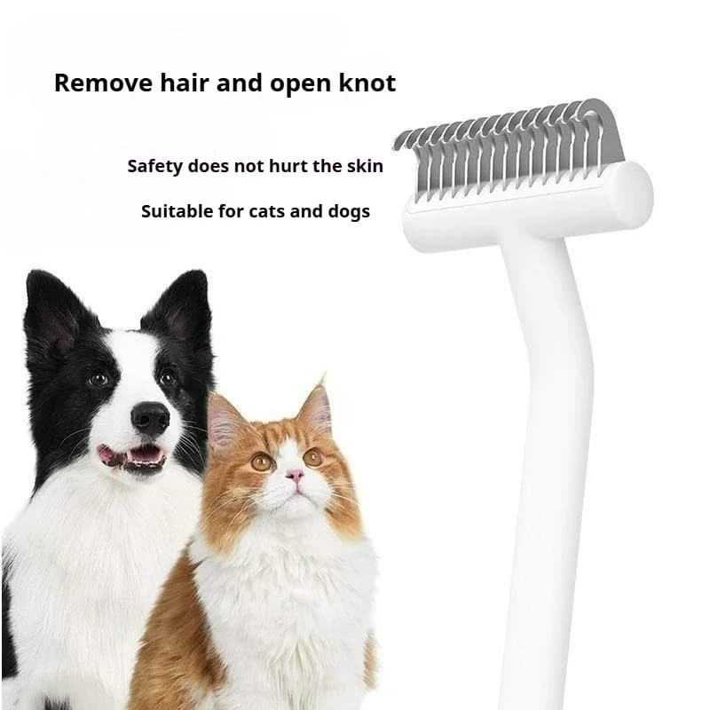 Open velvet pet comb for cats and dogs, portable self-cleaning tool, small animal hair-removal, plastic brush, pet comb