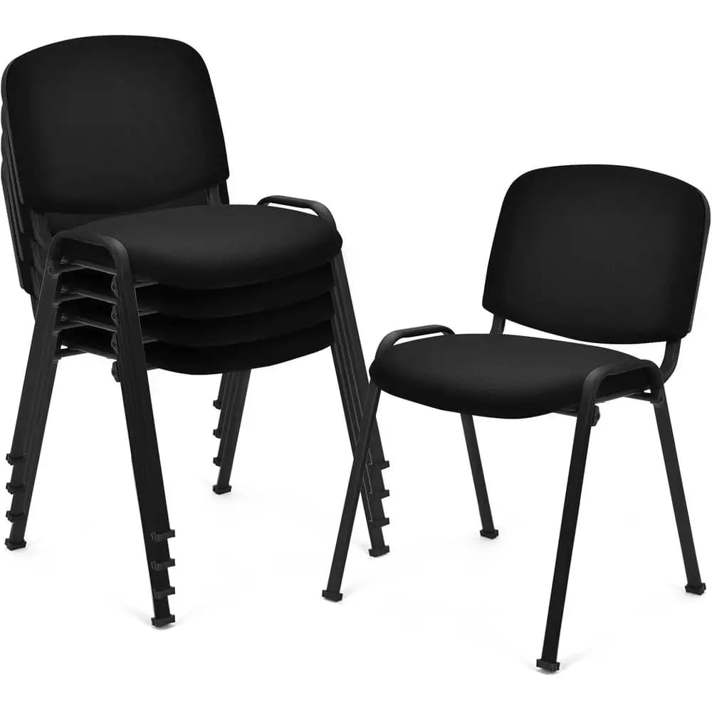 Set di 5 Sedie da Ufficio Ergonomiche Impilabili con Cuscino Imbottito per Sale Conferenze, Sale d'Attesa e Spazi Riunioni