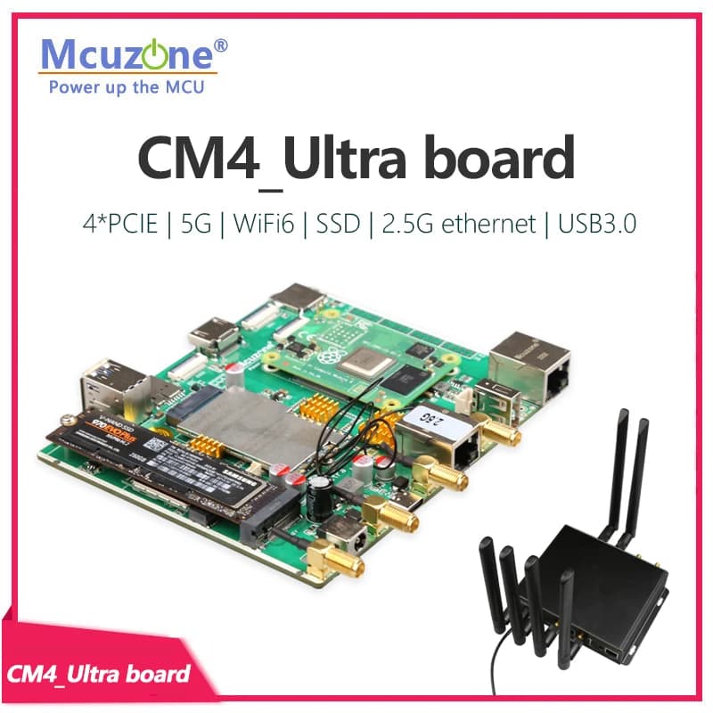 Scheda Raspberry Pi CM4_Ultra, 4 interfacce PCIe | 5G | WiFi6 | SSD NVME | Ethernet 2,5G | USB3.0, supporta Ubuntu e OpenWRT
