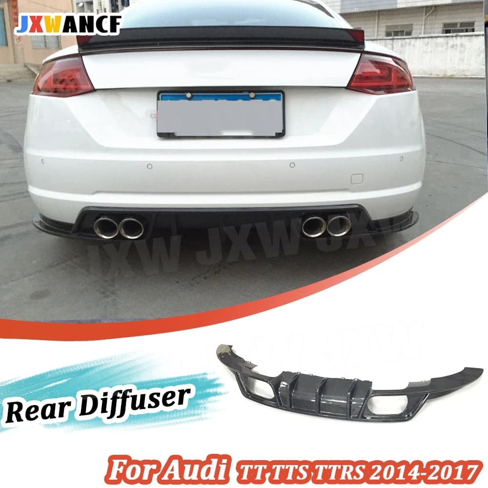 Diffusore posteriore in fibra di carbonio JXWANCF per Audi TT TTS TTRS 2014-2017 con quattro uscite di scarico in FRP