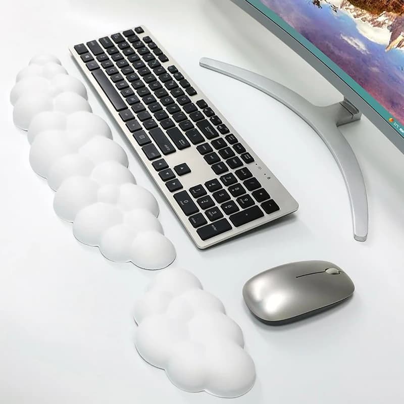 Poggiapolsi Ergonomico a Forma di Nuvola, Tappetino per Mouse, Supporto per Polso per Tastiera, Accessori da Ufficio in Memory Foam per Ufficio e Gaming