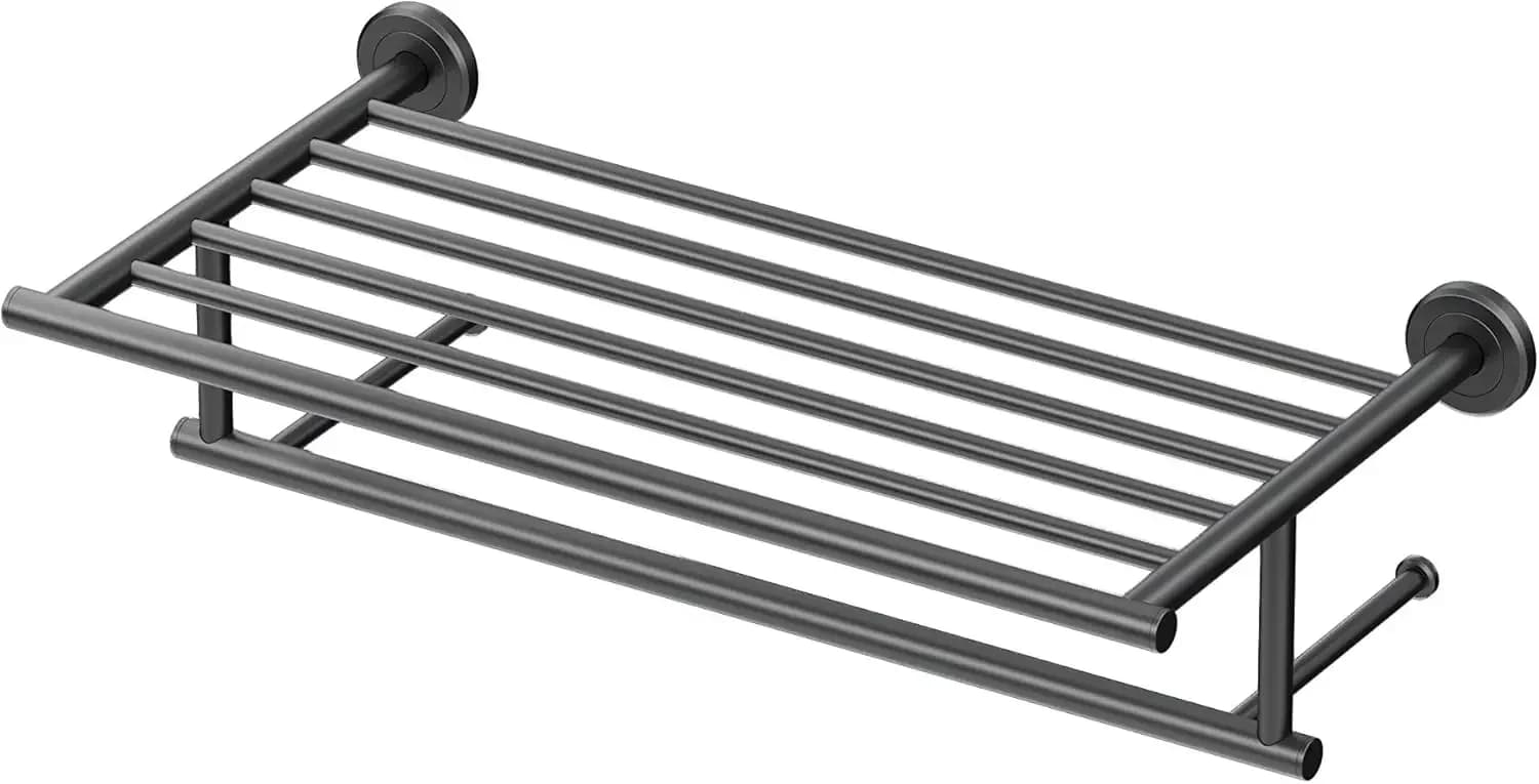 1818MX Latitude II Towel Rack with Bar, Wall Mounted Bathroom Hotel-Style Towel Rack, Matte Black