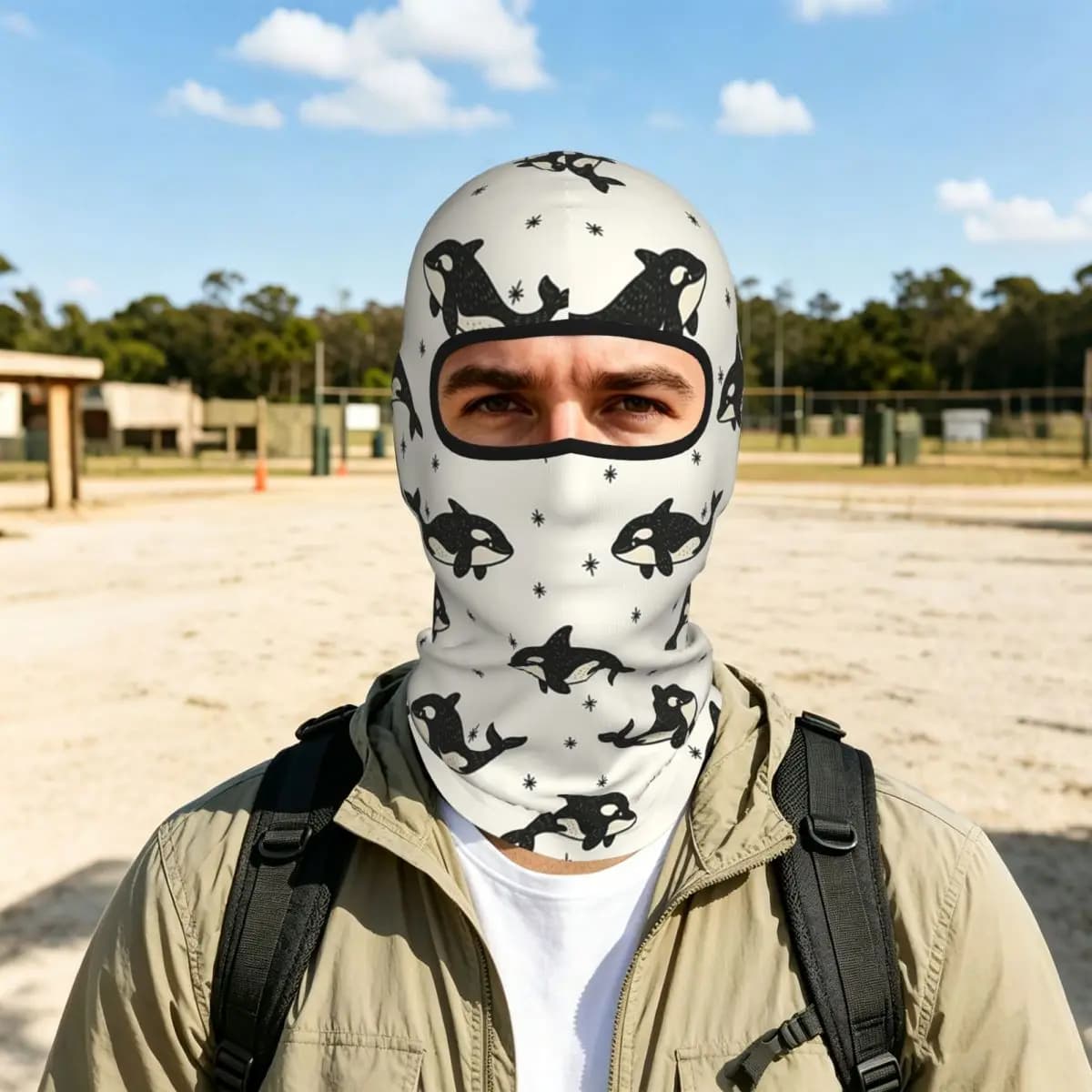 Killer Whale Orca Breathable Thin Balaclava Full Face Mask Sun Protection Neck Gaiter For Motorcycle Cycling Fishing Outdoor