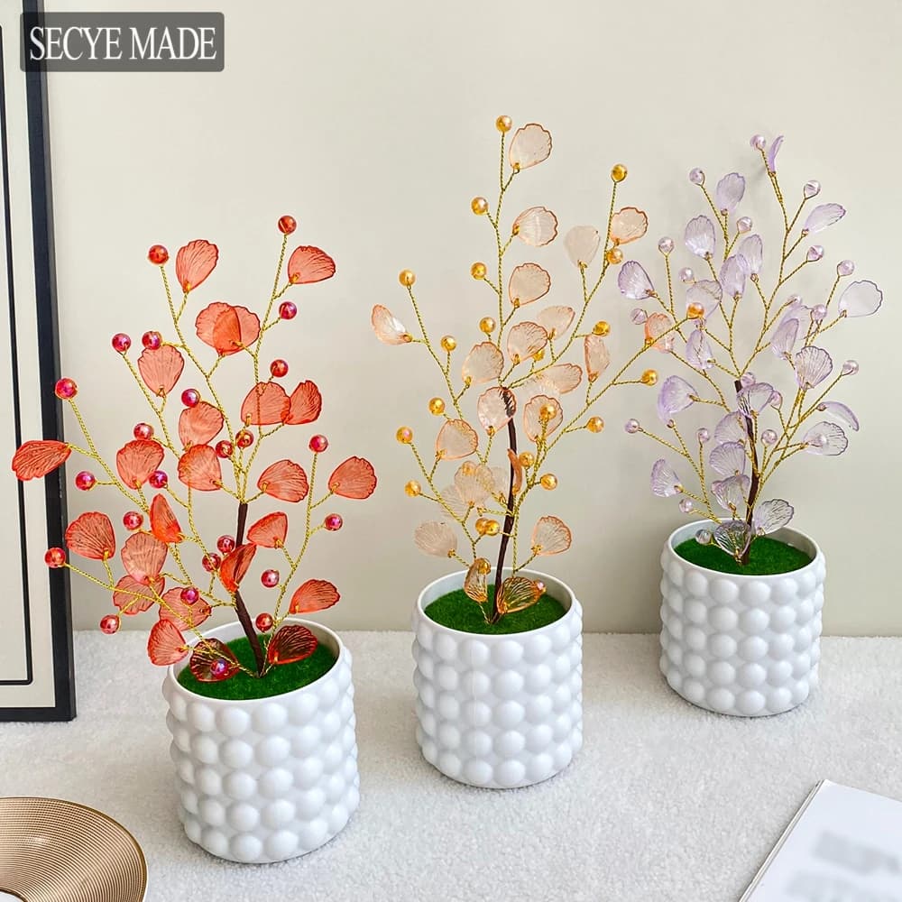 Fiori artificiali Piante in vaso Fiori finti Piccoli bonsai per la cerimonia nuziale Centrotavola per la casa Decorazioni per la casa per feste L49