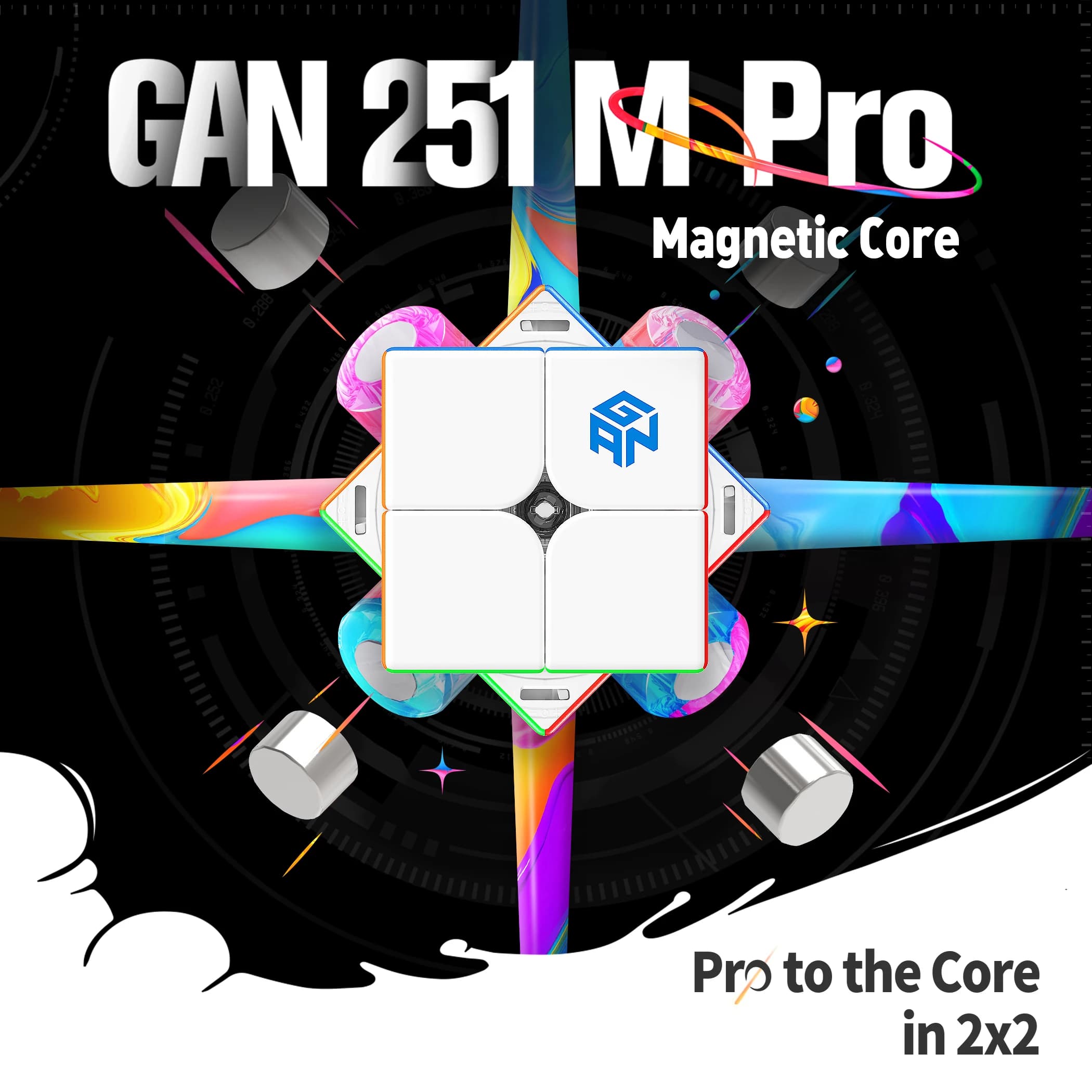 [Picube] GAN251 M Pro Air Leap 2x2 Cubo di velocità magnetico Professionale GANCUBE 251M 2x2x2 Mangetic Cubo Puzzle GAN251 Cubo magico