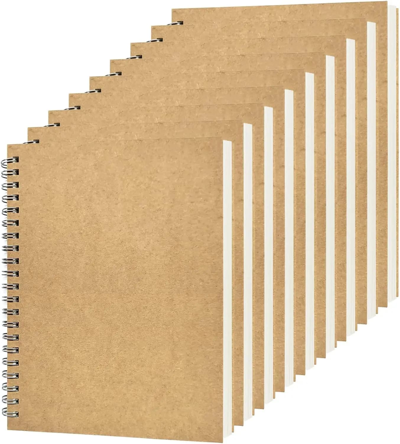 Blank Spiral Notebook 9-Pack, Soft Cover Sketch Book, 100 Pages 50 Sheets, 7.5x5.1 inch for Drawing Journaling