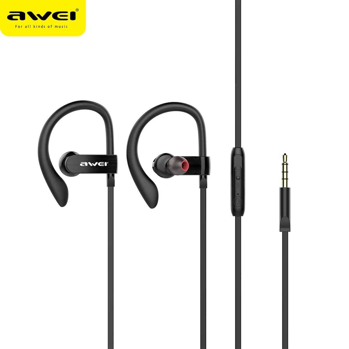 3.5 mm Awei stereo earphones and TapeC Amateur sports games wired with microphone Online control heads for smartphones