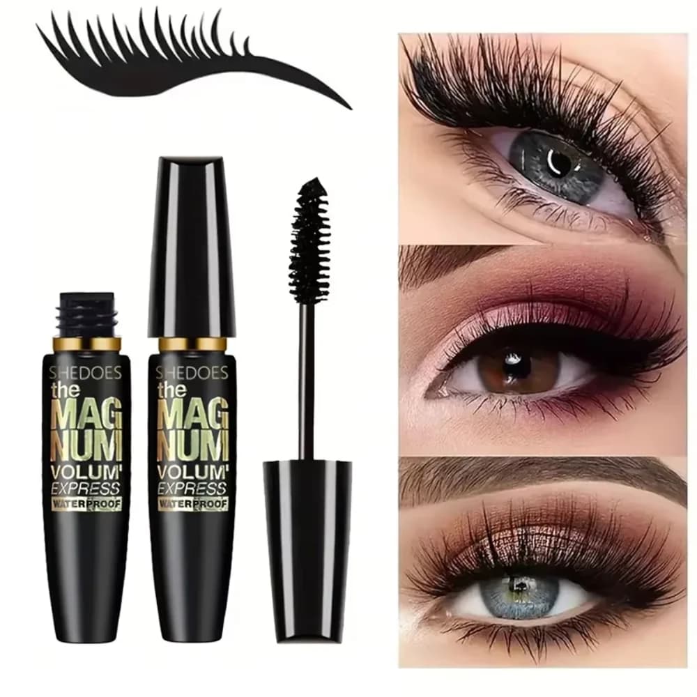4D Waterproof Mascara Lengthens Eyelashes Extension Black Silk Fiber Mascara Female Makeup Cosmetic Waterproof Mascara