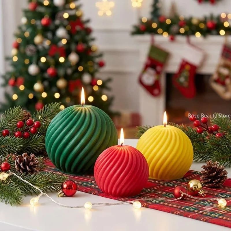 3D Christma Ball Candle Silicone Mold Aromatherapy Plaster Making Tools Ice Cube Making Mold 2027 Christmas Decorations