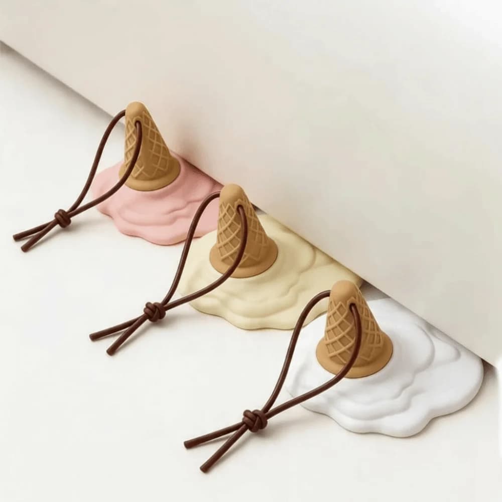 Soft PVC Ice Cream Door Stopper Ice Cream Shape Detachable Non Slip Door Stopper Anti-Collision Pad Funny Design