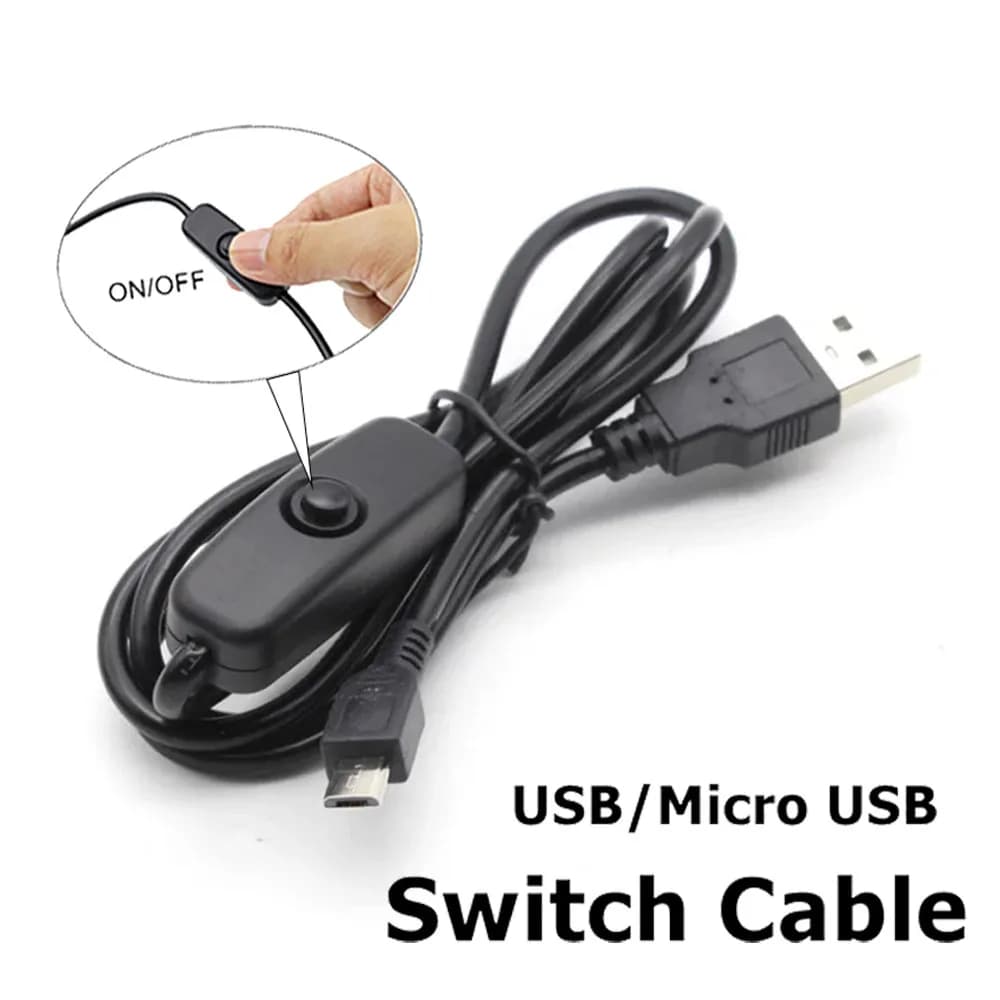 Cavo di Alimentazione USB a Micro USB con Interruttore ON/OFF, Ricarica Rapida 5V 3A per Raspberry Pi 4B 3B+ Zero W e Telefoni Android V8