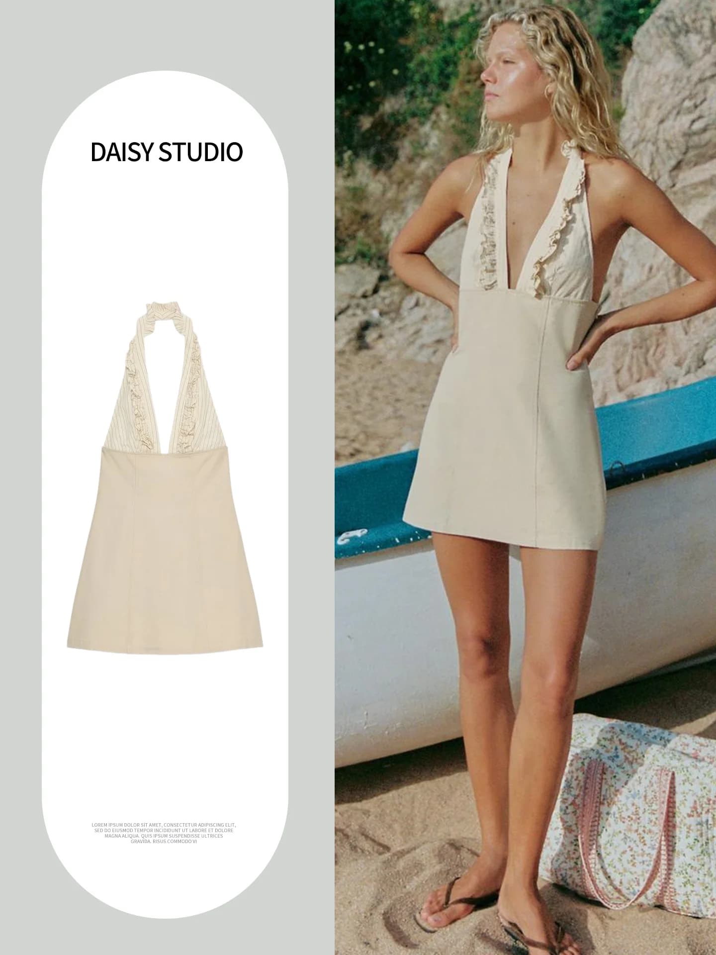 Summer New Arrival Women's Zipper Neck Collar Color Block Short Dress A-Line Silhouette Ins Style Beachwear Polyester Fabric
