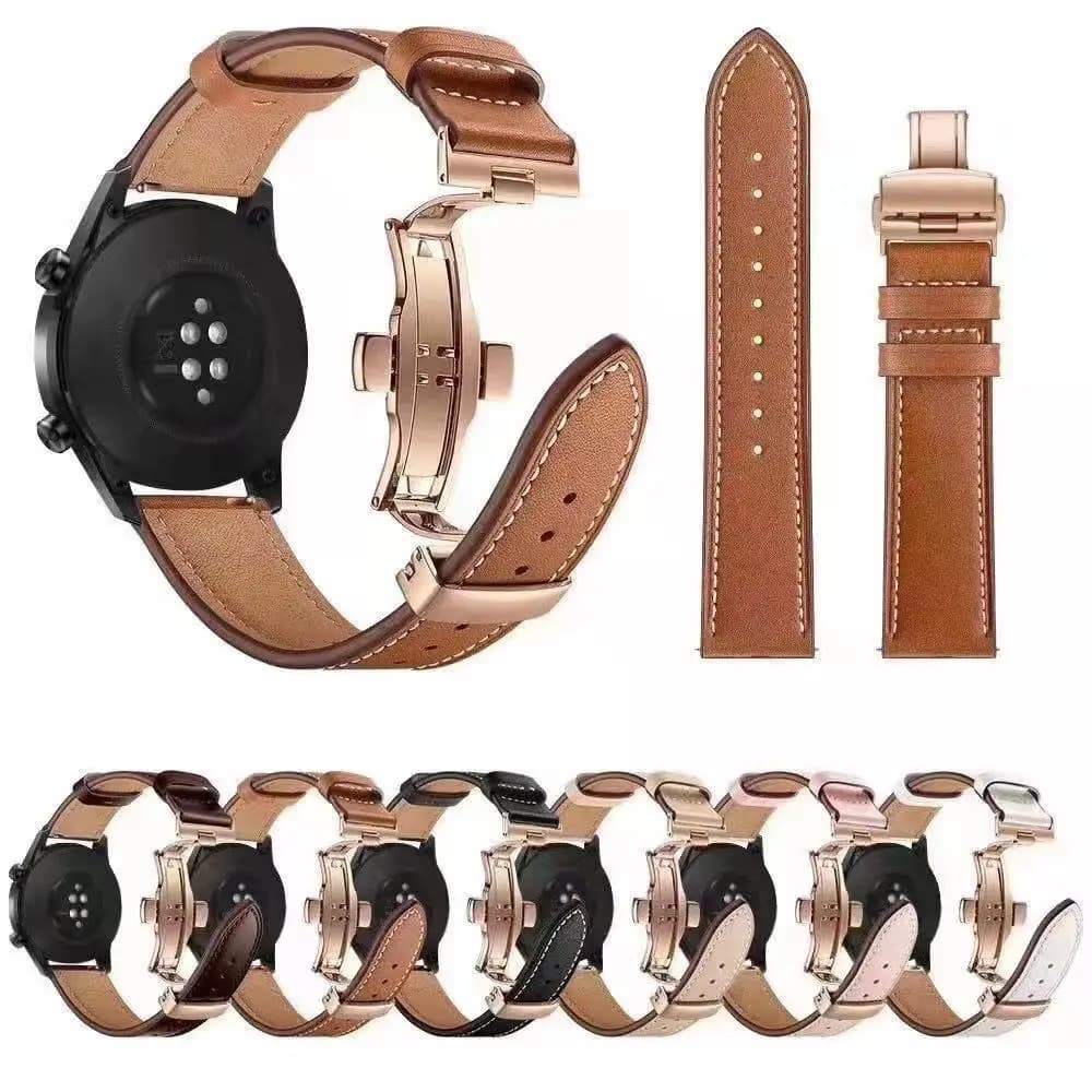 Cinturino in pelle da 20mm 22mm per Samsung Galaxy watch 7 6 4 Classic/5 pro/Active 2/3/42mm/46mm 44mm braccialetto Huawei GT/2/3 Pro 4 cinturino