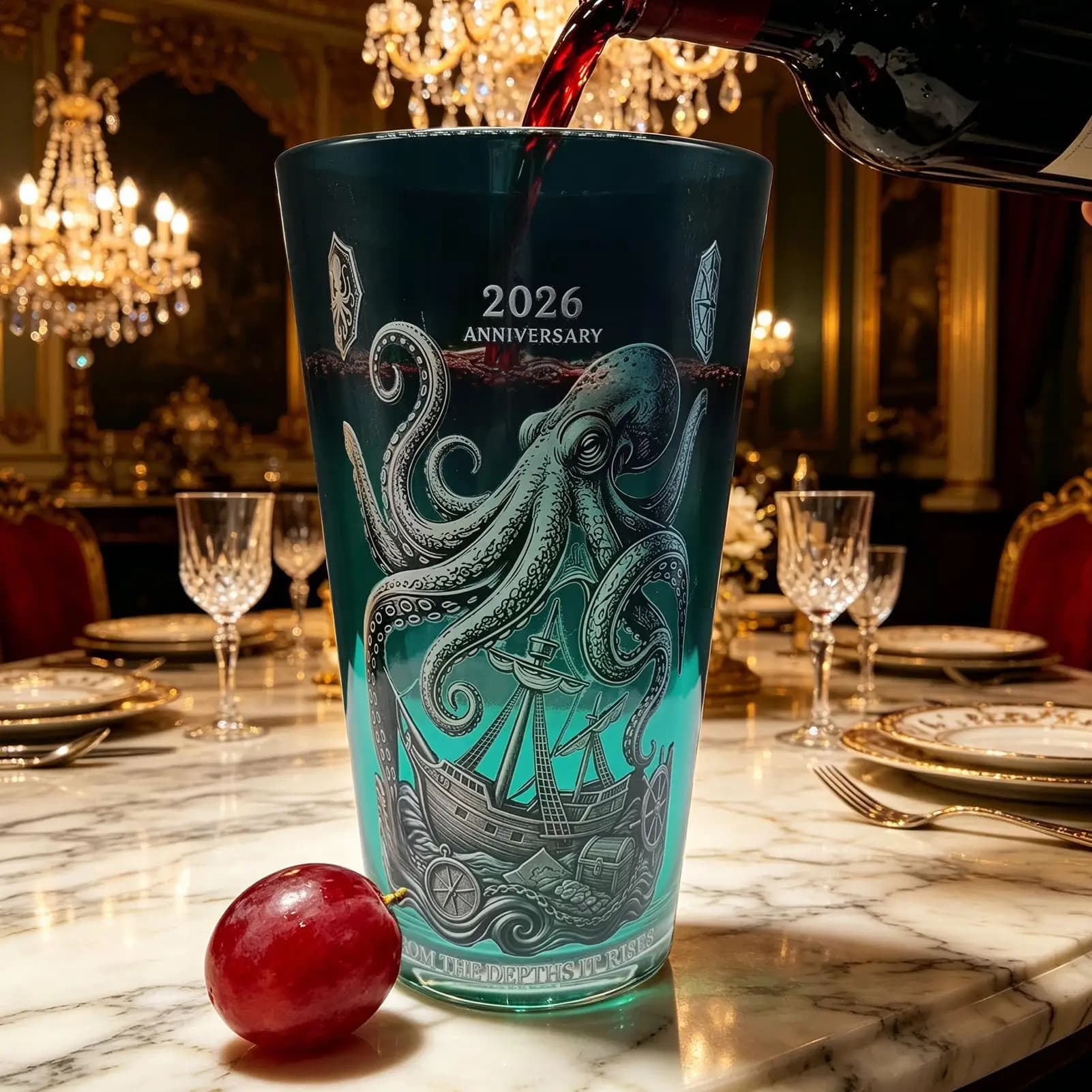 Bicchieri da Birra 500ml con Motivo Polpo, Bicchiere da Whisky, Tazza da Birra per Man Cave, per Whisky, Cocktail, Vino, Bevande, Uomini, Mariti, Fidanzati