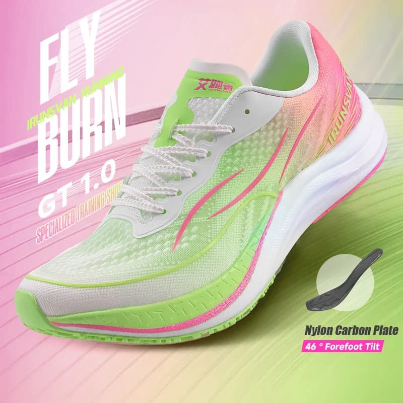 IRUNSVAN Fly Flame Sports shoes with nylon and carbon plate for men and women, large weight, breathable, non-slip, wear-resistant