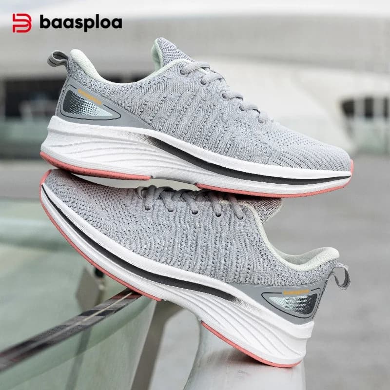 Baasploa Scarpe sportive da donna Scarpe da corsa leggere e confortevoli per donna Sneakers casual traspiranti in rete Sneakers da passeggio bianche