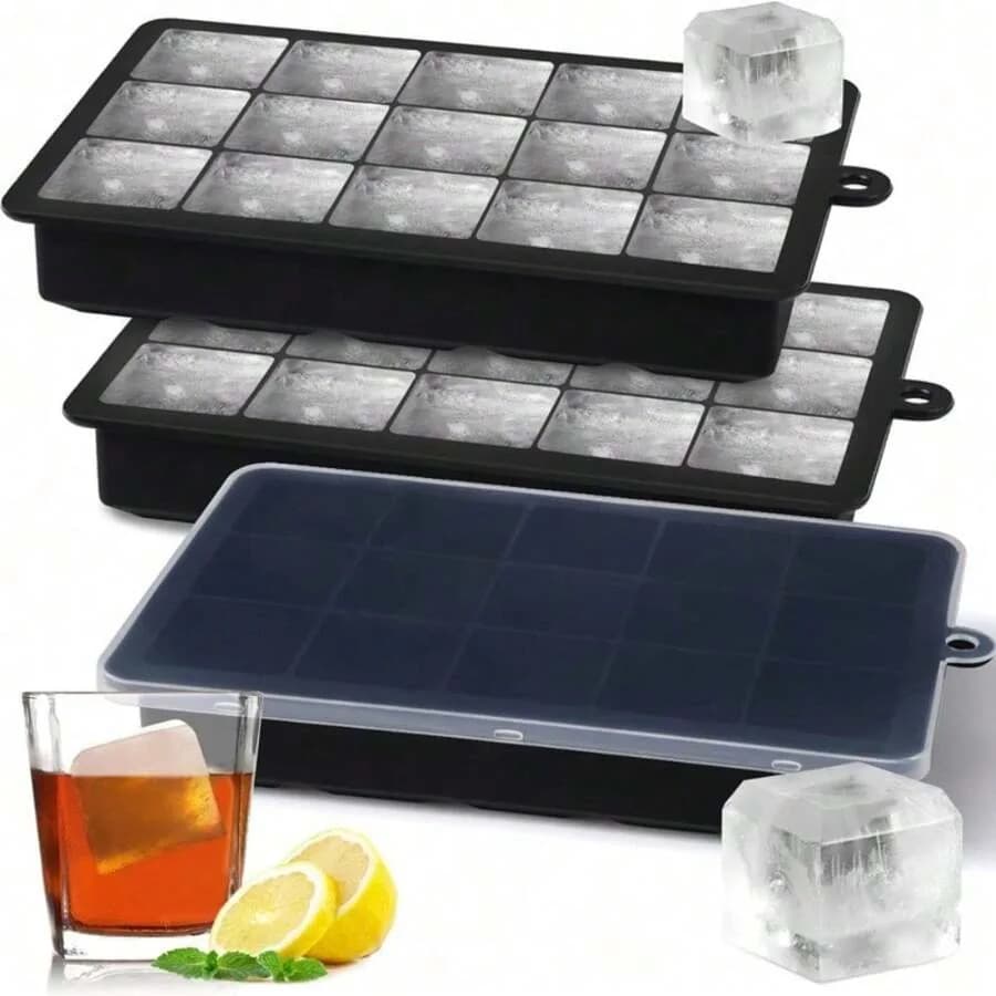 Stampo per cubetti di ghiaccio in silicone Griglia 4/15 Vassoio quadrato grande Non tossico Durevole Creatore di blocchi di ghiaccio per vino da pub