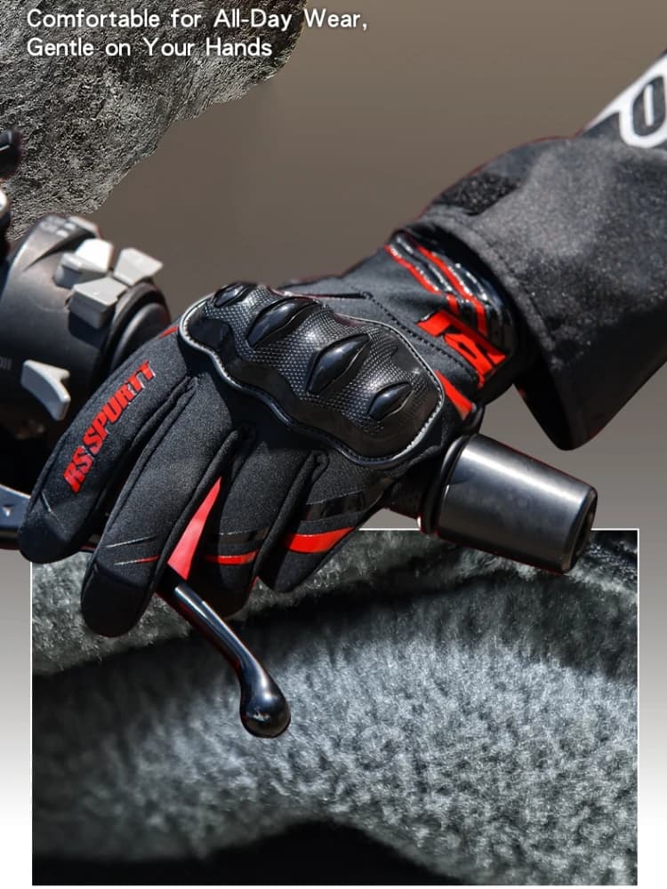 RS Fleece Lined Autumn Winter Motorcycle Gloves Thermal Touchscreen Anti-Slip Water Resistant Riding Gear Gloves for Men