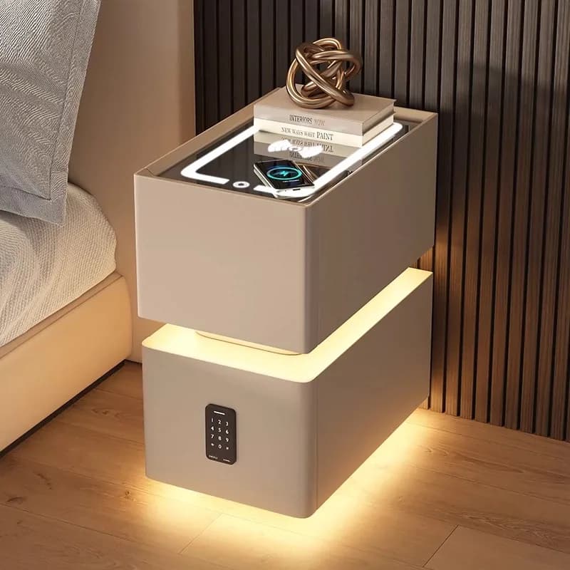 Mini comodino intelligente ultra stretto Nuovo caricatore wireless semplice Senso avanzato con comodino intelligente per camera da letto con serratura