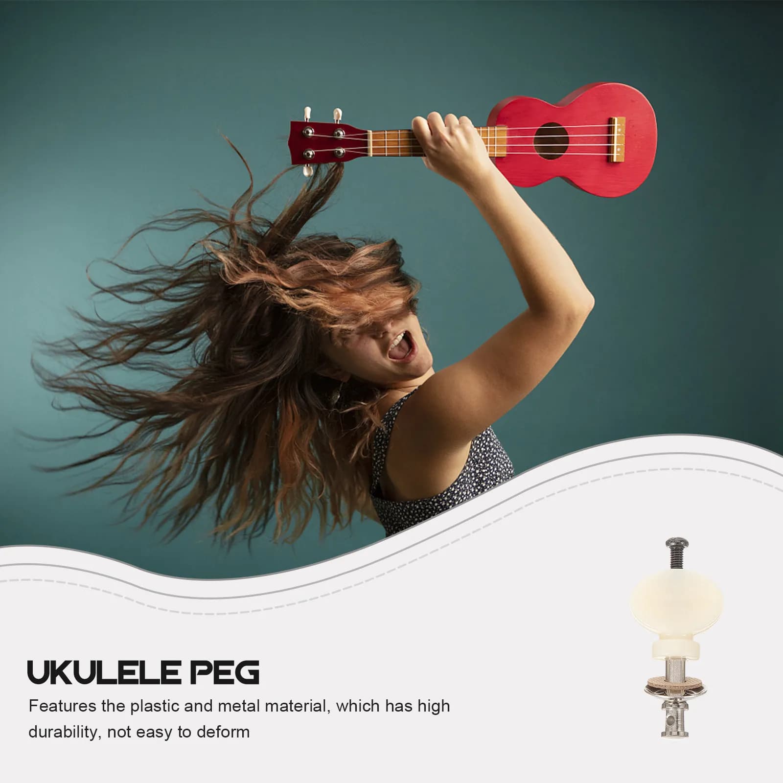 4 Pezzi di Meccaniche di Accordatura Universali per Ukulele con Nucleo in Metallo e Guscio in Plastica per Principianti e Giocatori Esperti, Regolazione Precisa dell'Altezza delle Corde
