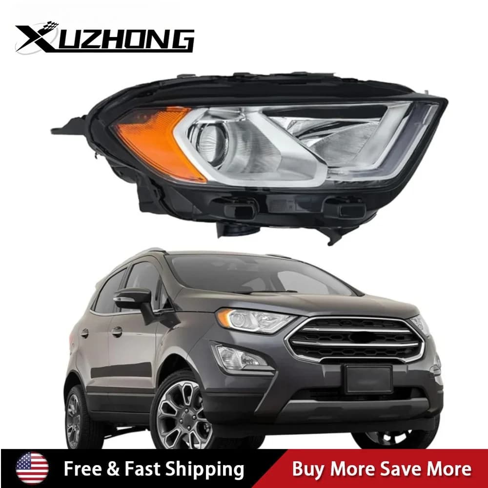 LED DRL Headlight Passenger Side For 2018-2023 Ford EcoSport Halogen Chrome