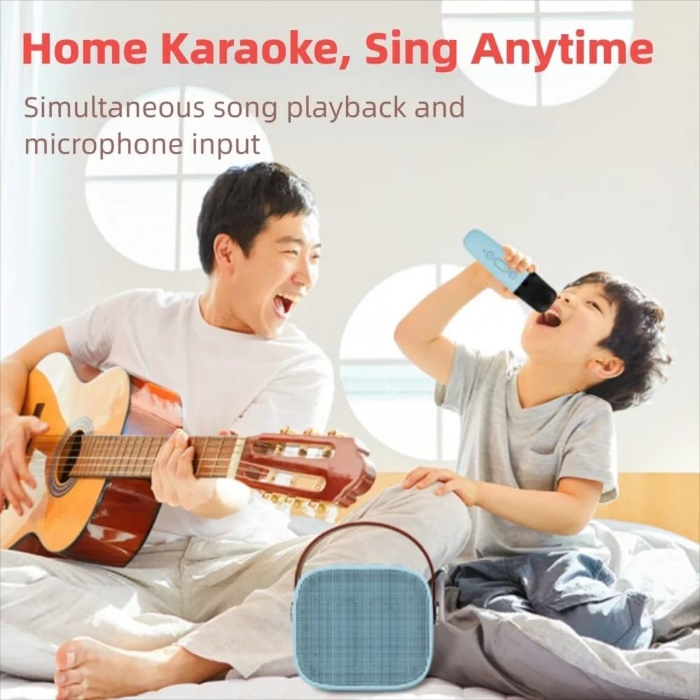 Portable Mini Bluetooth Speaker Stereo Surround Karaoke Machine Wireless Dual Microphones Singing K Song 3DStereo Amplifier For